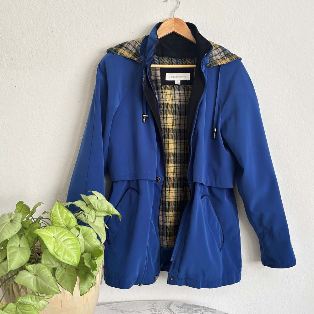 Liz Claiborne Blue Hooded Full Zip Jacket